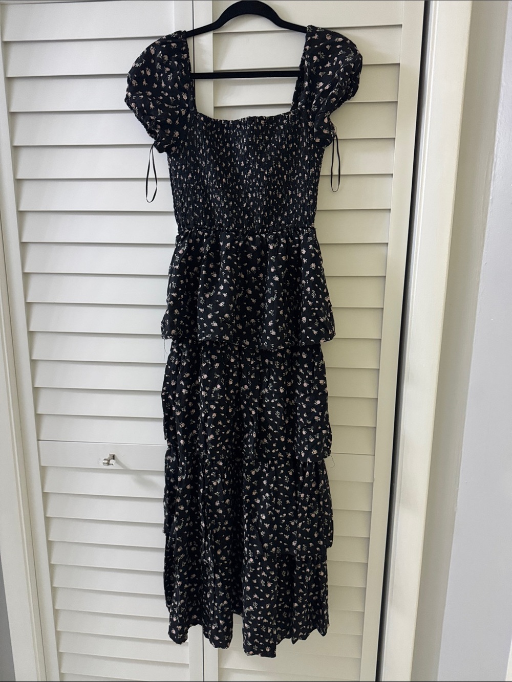 Black Floral Tiered Maxi Dress